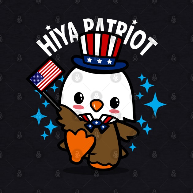 Proud American Independence Day Cute Kawaii Patriotic American Eagle Cartoon by BoggsNicolas